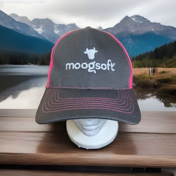 Moogsoft Embroidered Adjustable Snapback Trucker Hat Cap Gray/Pink - Picture 1 of 9